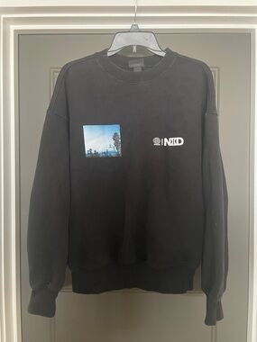 H&M Black Crewneck Sweatshirt with Blue Photo Graphic